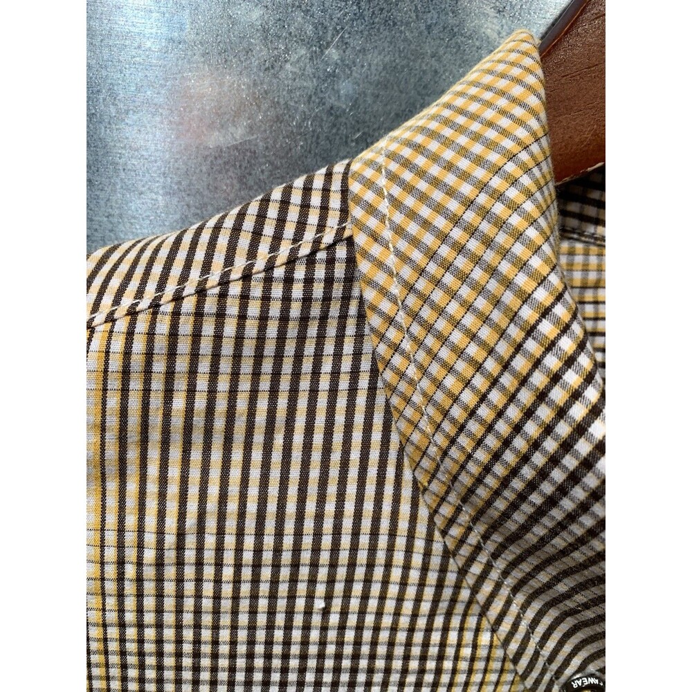 3XL Rocawear Classic Yellow/White/Brown Fade Checks Button Down Long Sleeve - Picture 9 of 16
